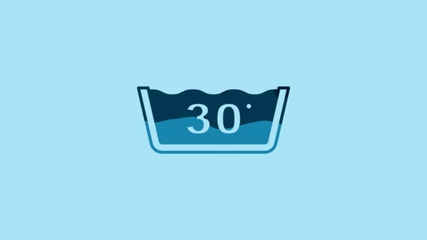 Blue Washing Degrees Celsius Icon Isolated Blue Background Temperature Wash — Αρχείο Βίντεο