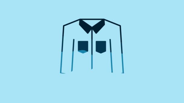 青の背景に隔離された青のシャツアイコン 4Kビデオモーショングラフィックアニメーション — ストック動画
