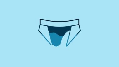 Blue Men underpants icon isolated on blue background. Man underwear. 4K Video motion graphic animation.