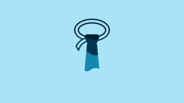 Blue Tie icon isolated on blue background. Necktie and neckcloth symbol. 4K Video motion graphic animation.