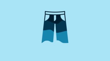 Blue Pants icon isolated on blue background. Trousers sign. 4K Video motion graphic animation.