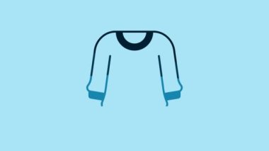 Blue Sweater icon isolated on blue background. Pullover icon. Sweatshirt sign. 4K Video motion graphic animation.