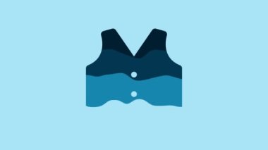 Blue Waistcoat icon isolated on blue background. Classic vest. Formal wear for men. 4K Video motion graphic animation.
