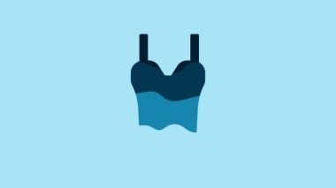 Blue Summer beach swimsuit icon isolated on blue background. Beach women fashion. 4K Video motion graphic animation.
