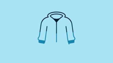 Blue Hoodie icon isolated on blue background. Hooded sweatshirt. 4K Video motion graphic animation.