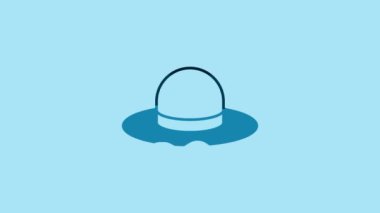 Blue Man hat with ribbon icon isolated on blue background. 4K Video motion graphic animation.