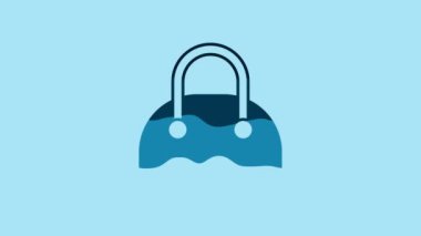 Blue Handbag icon isolated on blue background. Female handbag sign. Glamour casual baggage symbol. 4K Video motion graphic animation.