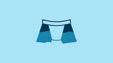 Blue Men underpants icon isolated on blue background. Man underwear. 4K Video motion graphic animation.