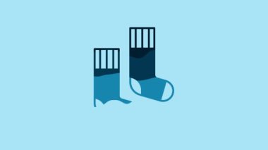 Blue Socks icon isolated on blue background. 4K Video motion graphic animation.
