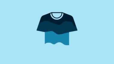 Blue T-shirt icon isolated on blue background. 4K Video motion graphic animation.