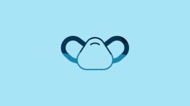 Blue Medical protective mask icon isolated on blue background. 4K Video motion graphic animation.
