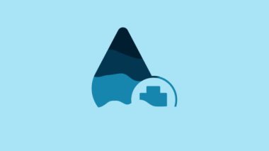 Blue Donate drop blood with cross icon isolated on blue background. 4K Video motion graphic animation.