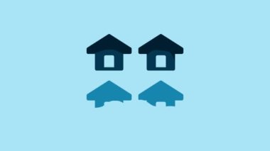 Blue House icon isolated on blue background. Real estate agency or cottage town elite class. 4K Video motion graphic animation.