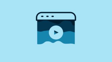 Blue Live streaming online videogame play icon isolated on blue background. 4K Video motion graphic animation.