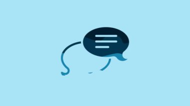 Blue Speech bubble chat icon isolated on blue background. Message icon. Communication or comment chat symbol. 4K Video motion graphic animation.