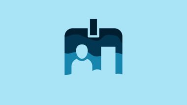Blue Press journalist vertical badge icon isolated on blue background. Media identification id card. 4K Video motion graphic animation.