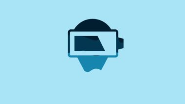 Blue Battery charge level indicator icon isolated on blue background. 4K Video motion graphic animation.