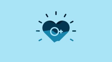 Blue Feminism icon isolated on blue background. Fight for freedom, independence, equality. 4K Video motion graphic animation.