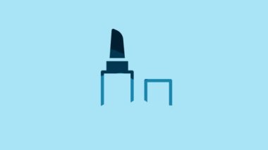 Blue Lipstick icon isolated on blue background. 4K Video motion graphic animation.