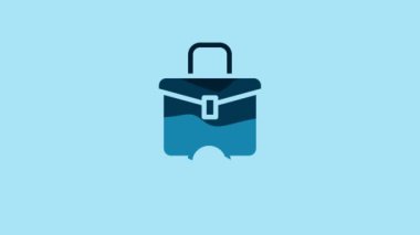 Blue Work for female icon isolated on blue background. Business woman work. 4K Video motion graphic animation.