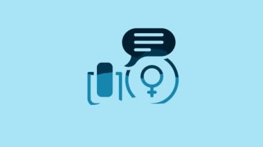 Blue Microphone icon isolated on blue background. On air radio mic microphone. Speaker sign. 4K Video motion graphic animation.