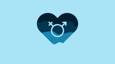 Blue Gender icon isolated on blue background. Symbols of men and women. Sex symbol. 4K Video motion graphic animation.