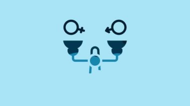 Blue Gender equality icon isolated on blue background. Equal pay and opportunity business concept. 4K Video motion graphic animation.