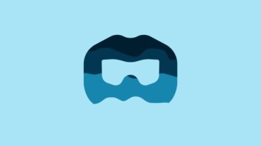 Blue Mustache and beard icon isolated on blue background. Barbershop symbol. Facial hair style. 4K Video motion graphic animation.