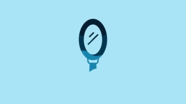 Blue Hand mirror icon isolated on blue background. 4K Video motion graphic animation.