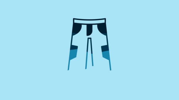 Blue Pants Icon Isolated Blue Background Trousers Sign Video Motion — Vídeo de Stock