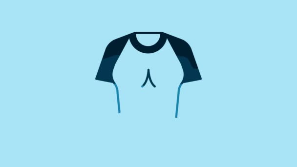 青の背景に隔離された青のTシャツアイコン 4Kビデオモーショングラフィックアニメーション — ストック動画