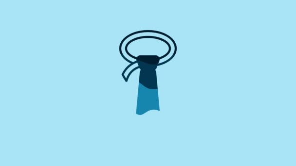 Blue Tie Icon Isolated Blue Background Necktie Neckcloth Symbol Video — Αρχείο Βίντεο