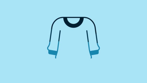 Значок Голубого Свитера Выделен Синем Фоне Икона Пуловера Знак Толстовки — стоковое видео