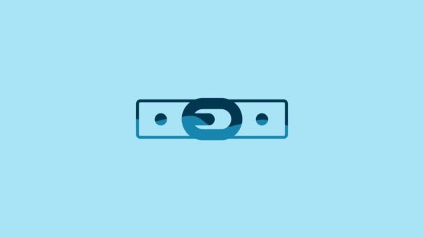 Blue Leather Belt Buttoned Steel Buckle Icon Isolated Blue Background — Wideo stockowe