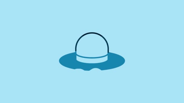 Blue Man Hat Ribbon Icon Isolated Blue Background Video Motion — Vídeo de Stock