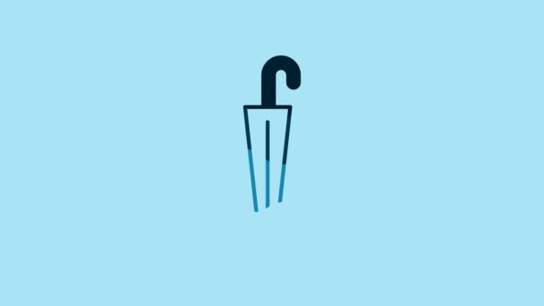 Blue Classic Elegant Umbrella Icon Isolated Blue Background Rain Protection — Stockvideo