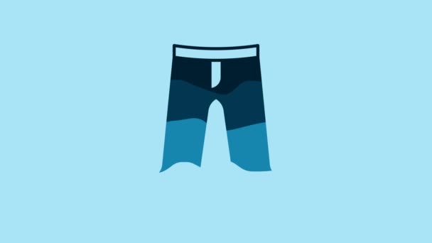 蓝色裤子图标隔离在蓝色背景 裤子的签名 4K视频运动图形动画 — 图库视频影像