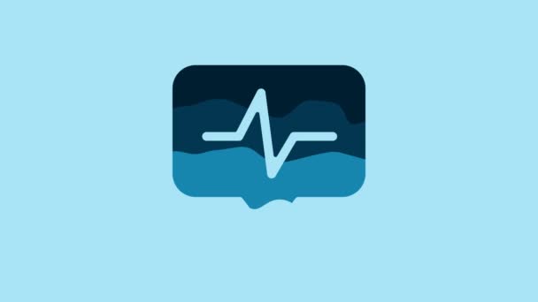 Блакитна Піктограма Частоти Серця Ізольована Синьому Фоні Знак Серцебиття Значок — стокове відео