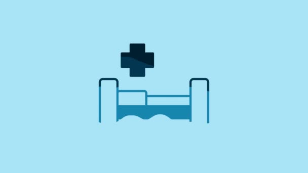Blue Hospital Bed Icon Isolated Blue Background Video Motion Graphic — Video