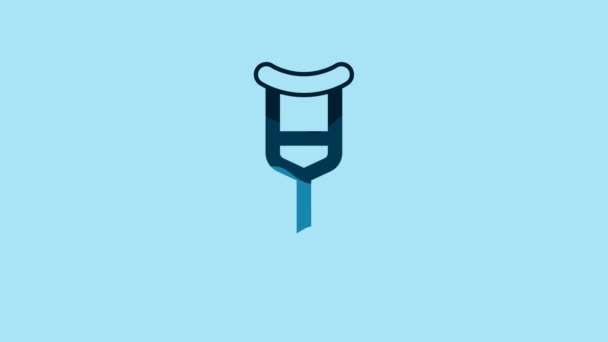 Blue Crutch Crutches Icon Isolated Blue Background Equipment Rehabilitation People — Wideo stockowe