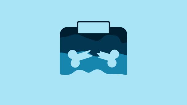 Blue Ray Shots Broken Bone Icon Isolated Blue Background Video — Wideo stockowe