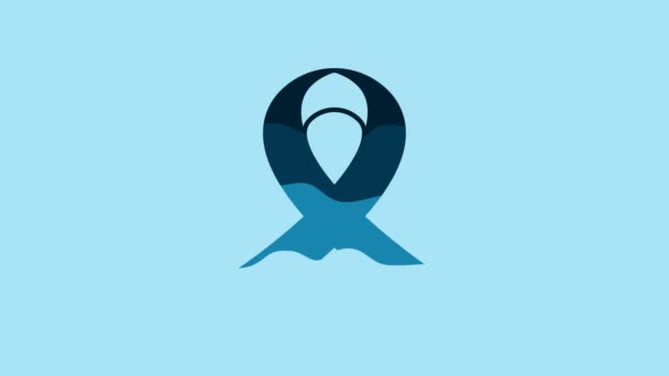 Blue Awareness Ribbon Icon Isolated Blue Background Public Awareness Disability — Vídeo de Stock