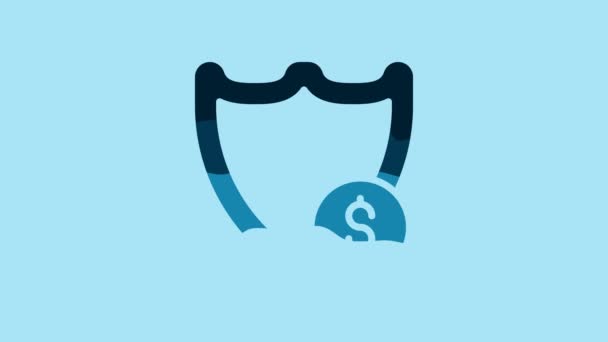 Blue Shield Dollar Symbol Icon Isolated Blue Background Security Shield — Vídeo de Stock