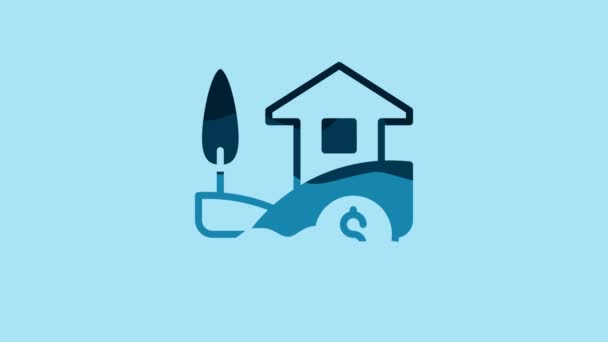 Blue House Dollar Symbol Icon Isolated Blue Background Home Money — Vídeos de Stock
