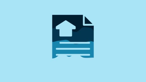 Blue House Contract Icon Isolated Blue Background Contract Creation Service — Αρχείο Βίντεο