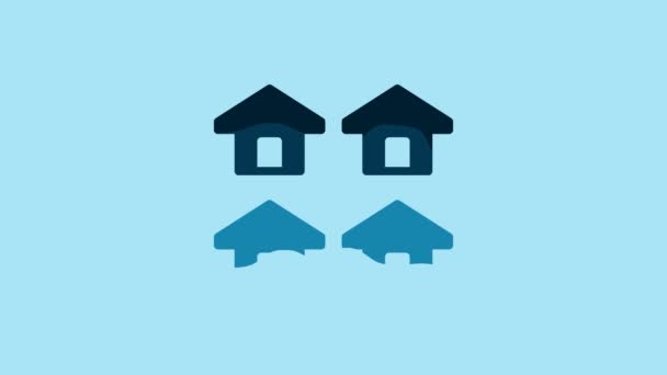 Blue House Icon Isolated Blue Background Real Estate Agency Cottage — Stock Video