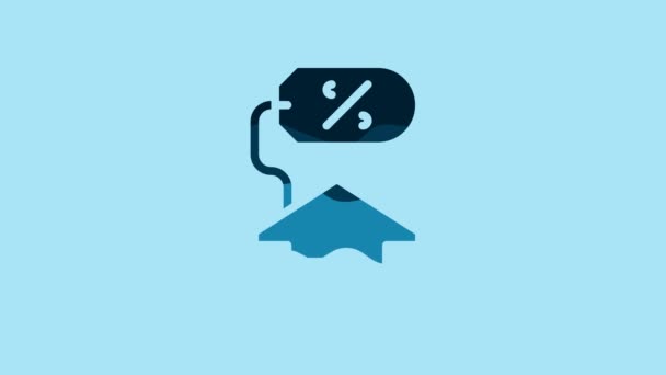 Blue House Percant Discount Tag Icon Isolated Blue Background Real — Stok video