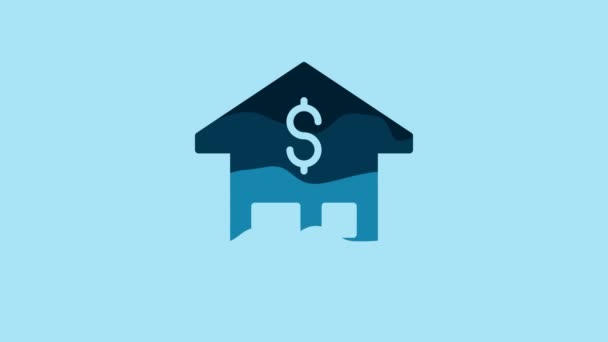 Blue House Dollar Symbol Icon Isolated Blue Background Home Money — Video