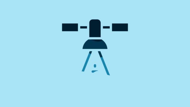Blue Satellite Icon Isolated Blue Background Video Motion Graphic Animation — Stockvideo
