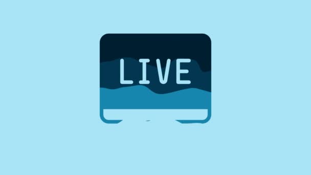 Blue Live Report Icon Isolated Blue Background Live News Hot — Video